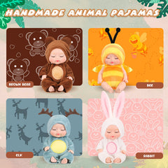 Hanaive mini baby dolls in brown bear outfit for cozy roleplay.