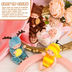 Hanaive mini baby dolls in elk outfit for woodland adventures.