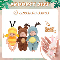 Hanaive mini baby dolls in rabbit clothes for creative storytelling.