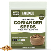 HANDPICK whole coriander seeds in a pack shot for fresh flavor in curries and pickles.