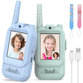 Hangrui walkie-talkies for kids pink-blue design enable easy outdoor communication during play.