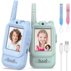 Hangrui walkie-talkies for kids pink-blue design enable easy outdoor communication during play.