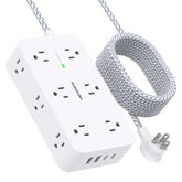 HANYCONY extension cord 10ft with 12 outlets for organized desk setup.