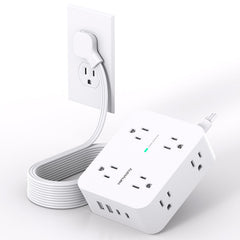 HANYCONY extension cord 10ft flat plug for clutter-free wall power.