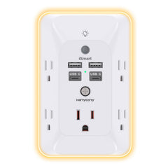 HANYCONY multi-plug outlet with four USB ports for convenient charging anywhere