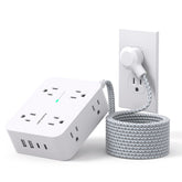 HANYCONY surge protector with 15 ft flat plug for clutter-free power access.