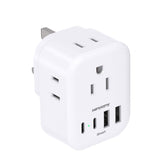 HANYCONY US-to-UK travel adapter with four outlets for convenient charging on the go.