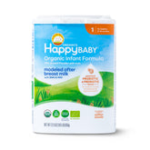 Happy Baby Organics Stage 1 packaging highlights organic quality and clean ingredients