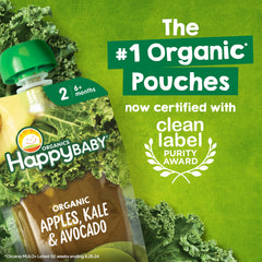 Happy Baby Stage 2 pouch cap and seal, convenient for quick meals on the go.
