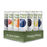 Happy Being White Tea Blueberry bottle pour highlighting antioxidant rich flavor.