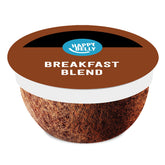 Happy Belly Breakfast Blend pods box front with inviting morning aroma