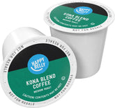 Happy Belly Kona Blend pods ready for Keurig brewing, with a balanced cup experience.