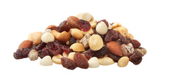Close up of yogurt chips in Happy Belly mix for a sweet creamy bite