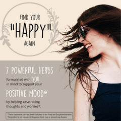 Happy Healthy Hippie Joy-Filled mood capsules closeup shows plant-based stress relief support.