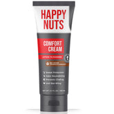 Happy Nuts Comfort Cream Deodorant bottle showing lotion-to-powder protection.
