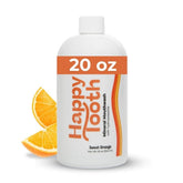 Happy Tooth mouthwash bottle front highlighting hydroxyapatite enamel support and fresh breath.