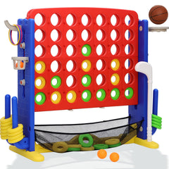 HAPPYMATY Giant 4-in-a-Row setup boosts family backyard play.