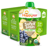 HAPPYTOT Organics Stage 4 banana-spinach-blueberries pouch front for on-the-go nourishment