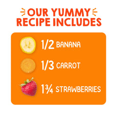 HAPPYTOT Stage 4 label closeup shows organic ingredients and non-GMO promise.
