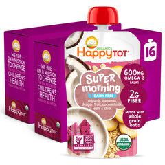 HAPPYTOT Stage 4 pouch with banana and dragon fruit for breakfast on the go