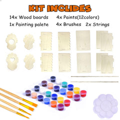 hapray birdhouse kit two-pack with paint colors close-up for creative painting