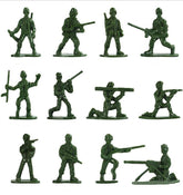 HAPTIME green toy soldiers with 12 poses showing detailed balance for imaginative play