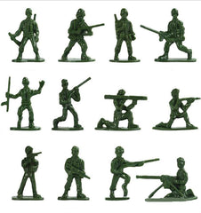 HAPTIME green toy soldiers with 12 poses showing detailed balance for imaginative play