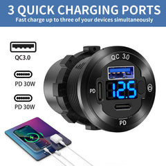 Hapytrip 3-port USB-C port back view highlights three high-speed charging ports.