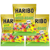Haribo Sour Goldbears bag 1 displaying tangy candy, perfect for sharing and dessert topping.
