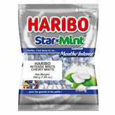 Haribo Starmint pack front shows bold mint flavor preview for a refreshing treat