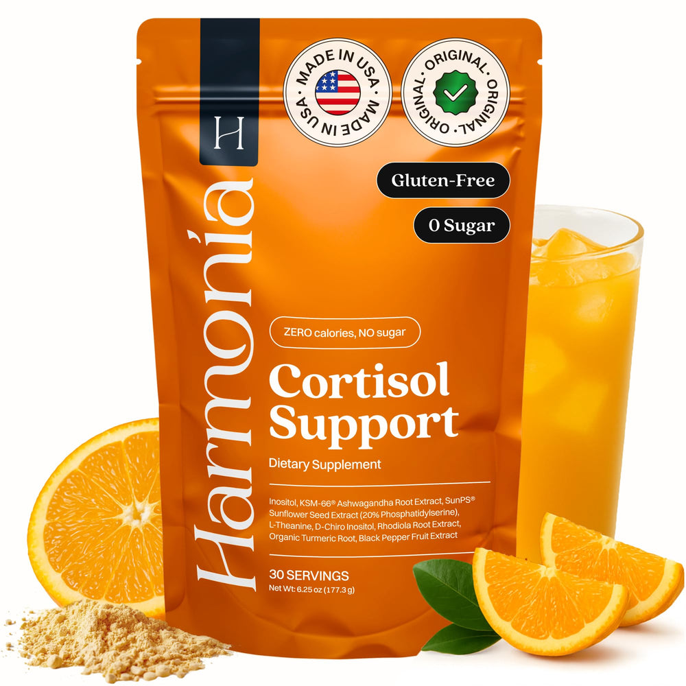 HARMONÍA Cortisol Cocktail bottle pour promotes a calm evening routine.
