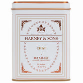Harney & Sons chai spice tea sachets ready to brew a cozy cup