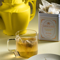 A brewed 12-ounce cup of Harney & Sons chamomile tea.