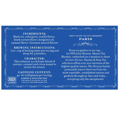 Harney & Sons Paris Black Tea—bergamot hint adds a citrus lift to aroma.