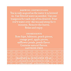 Harney & Sons Peach Fruit Tea hot cup, aromatic and caffeine-free.