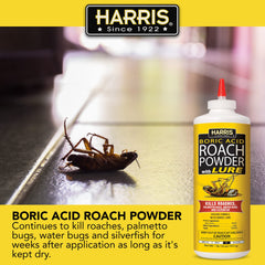 HARRIS boric acid roach killer powder puffer bottle enables easy, targeted application.