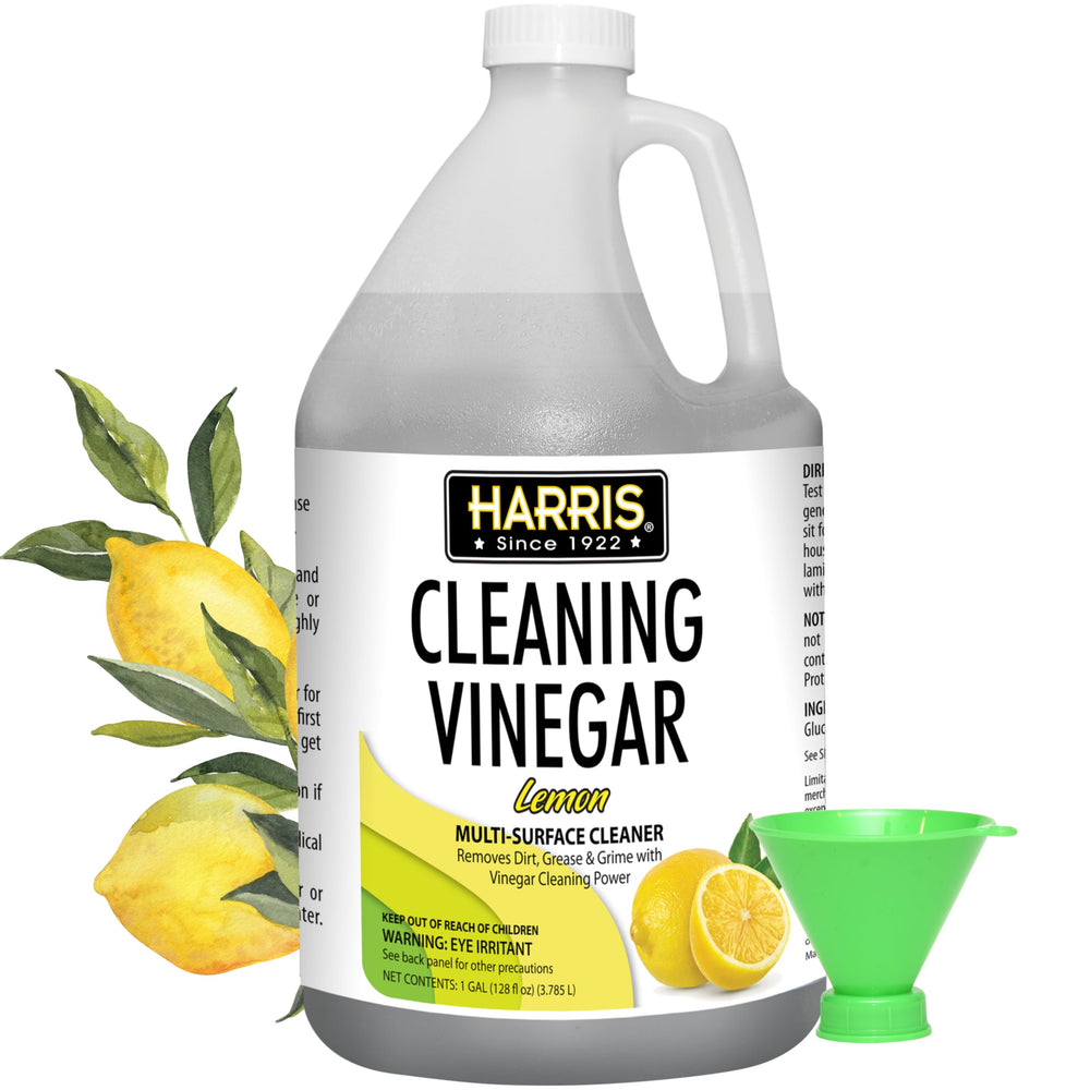 HARRIS Cleaning Vinegar bottle with lemon scent for everyday kitchen cleaning.