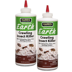 Harris Diatomaceous Earth 8oz bottle for indoor/outdoor pest control, pet-friendly when used as directed.