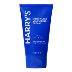 Harry's Weightless Volumizing Cream bottle front shows a clean, lightweight formula for fine hair.