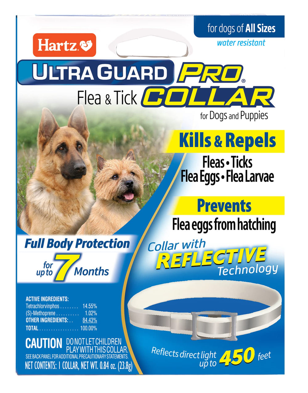 Hartz UltraGuard Pro collar on dog showing continuous flea and tick protection