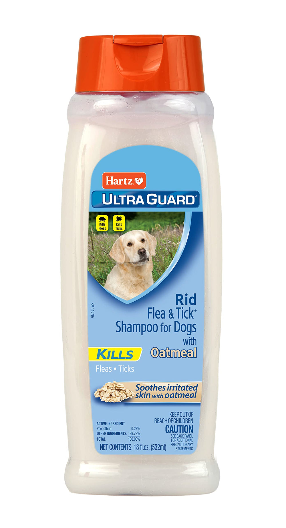 Hartz UltraGuard Rid Oatmeal Dog Shampoo bottle for cleansing and deodorizing