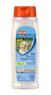 Hartz UltraGuard Rid Oatmeal Dog Shampoo bottle for cleansing and deodorizing