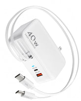 HATALKIN retractable USB-C charger wall plug with 40W power for multiple devices.