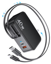 HATALKIN retractable USB-C charger wall plug with 90cm cable for flexible home or office charging.