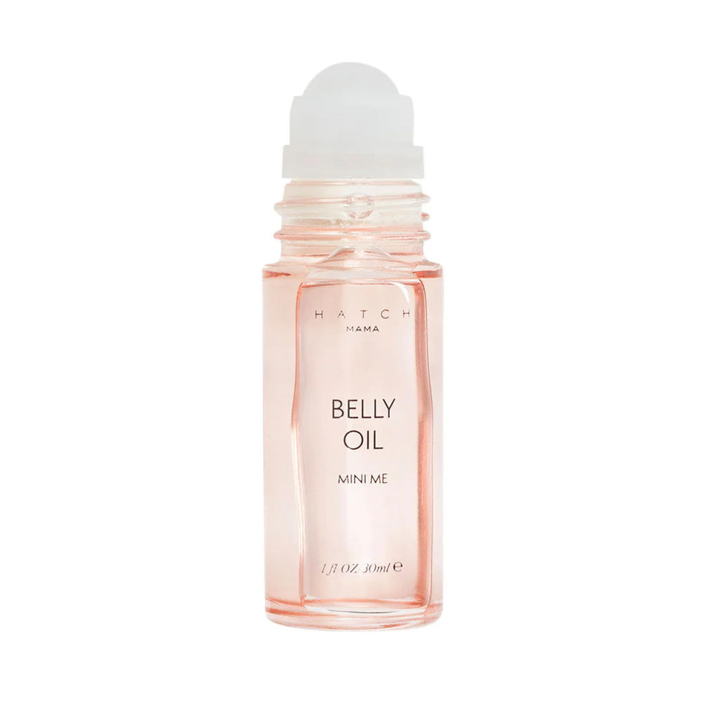 HATCH Belly Oil bottle front for plant-based skincare designed for expectant moms.