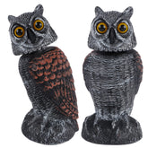 Hausse fake owl decoy with rotating head deters outdoor birds and pests.