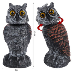 Hausse rotating-head owl deterrent close-up showcases realistic features to scare birds.