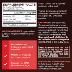 Havasu Nutrition capsules closeup showing vegan non-GMO formula for daily performance.