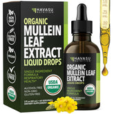Havasu Nutrition Mullein Drops bottle label close-up showing organic mullein for respiratory support.