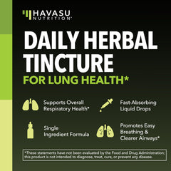 Havasu Nutrition Mullein Drops pouring shot emphasizes alcohol-free, vegan formulation.